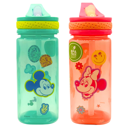 Botella Cuadrada 400ml Patch Mickey Minnie Disney